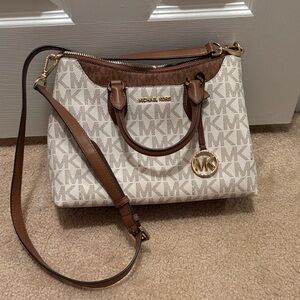 Michael Kors Cream and Brown Satchel